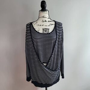 Charter Club 3X weekend woman nautical striped faux wrap sweater‎ 2 piece